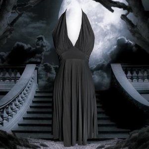 Y2K black halter dress
